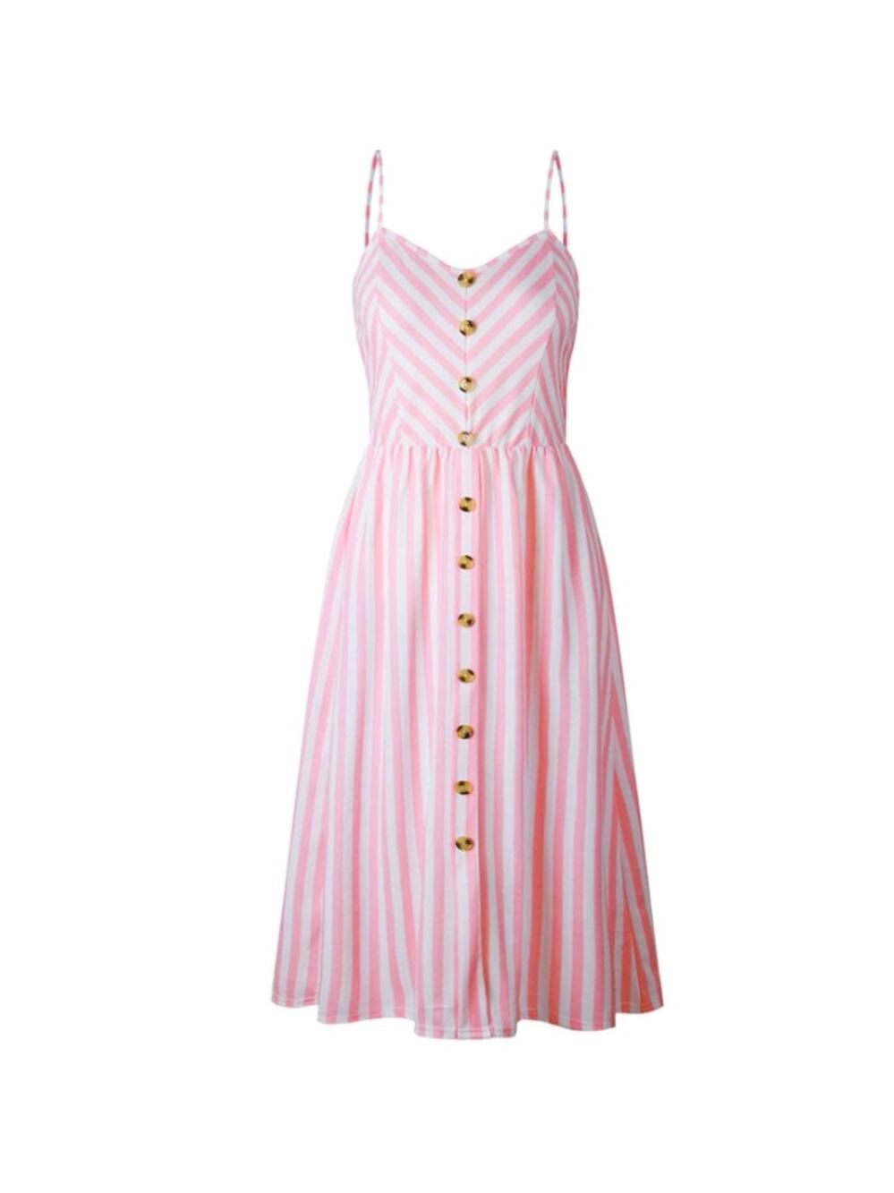 Pink Striped Button-Front Sundress - Size Small